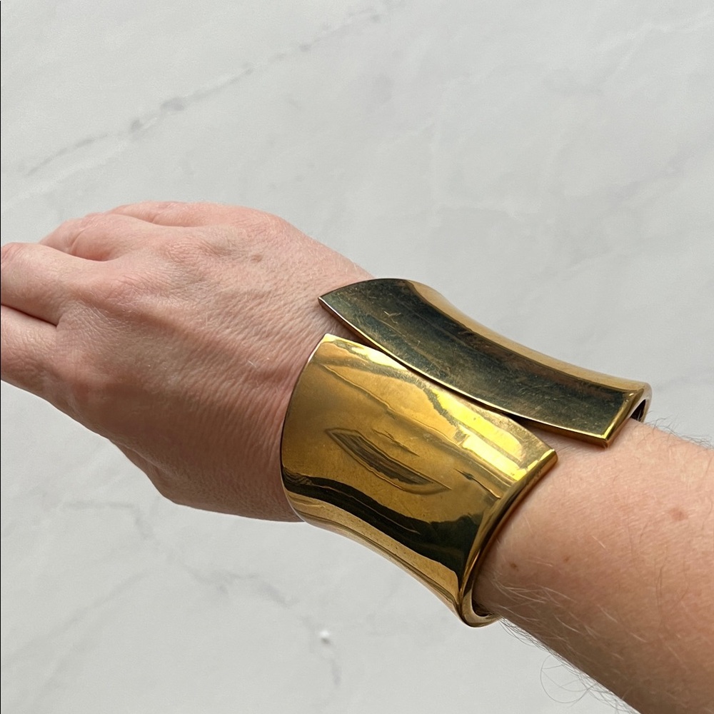 GOLD CUFF BANGLE CLAMPER BRACELET 7”